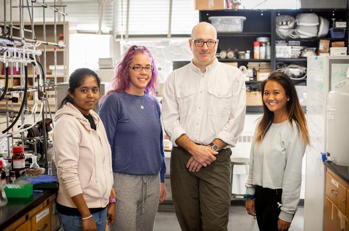 (Left to right) Shashika Bandara, Samantha Wylie, David Atwood and Anna Soriano faculty mentor mentee undergraduate research