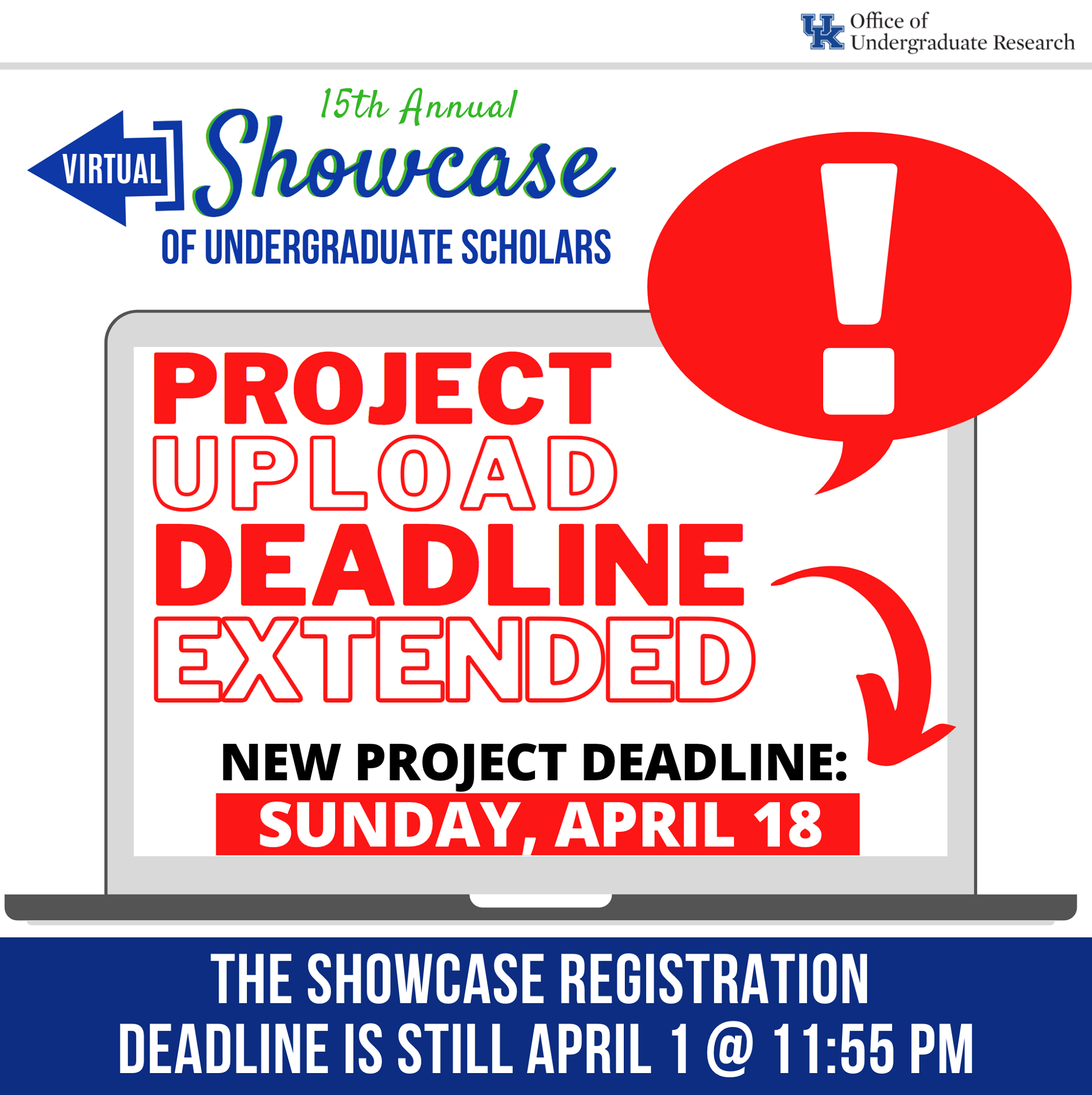 Showcase project upload deadline extended April 18 2021