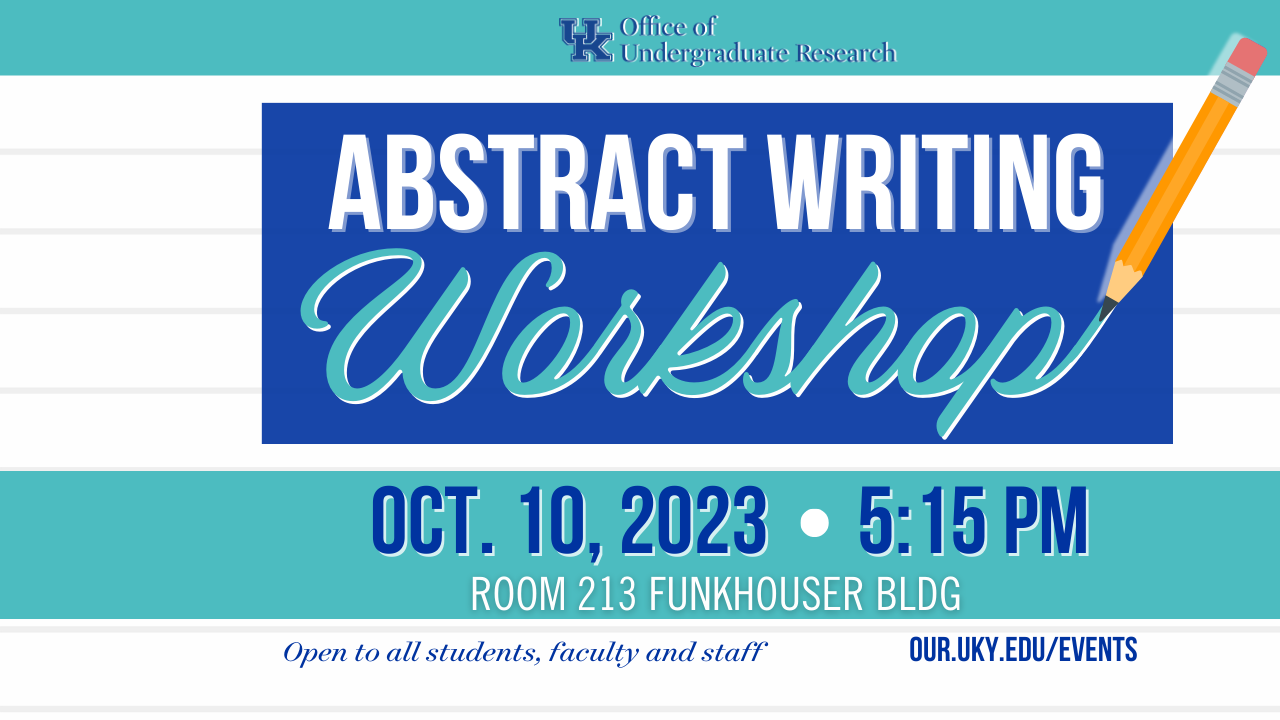 Abstract Writing Workshop graphic depicting date, time, and location. See event details for specifics.