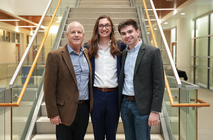 (Left to right:) Professor Jack Groppo, Lucas Bertucci and Zebulon Hart, the co-founders of Verdant Beneficiated Resources