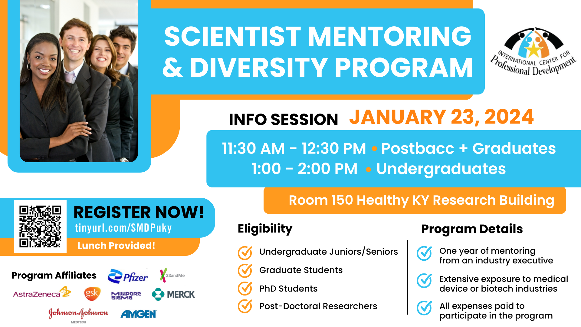 Graphic depicting the scientist mentoring and diversity program with the same information as below.