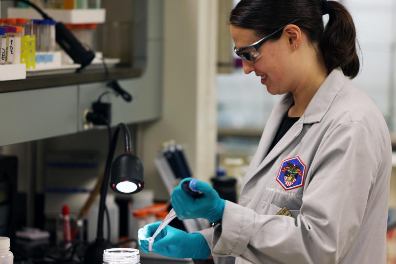 UK alum Rosemary Calabro working in the Multifunctional Materials Lab at West Point