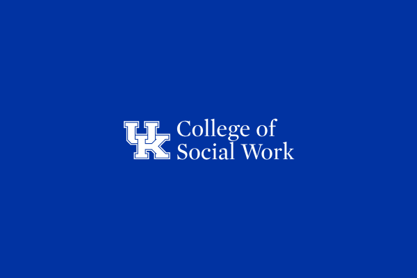 College of Social Work wordmark on a blue field. Placeholder for Portrait of Dr. Natalie Pope