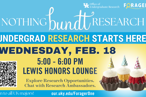 Wednesday, February. 18. Nothing Bundt Research, 5-6PM at the Lewis Honors Lounge
