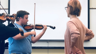 Music education research student with mentor