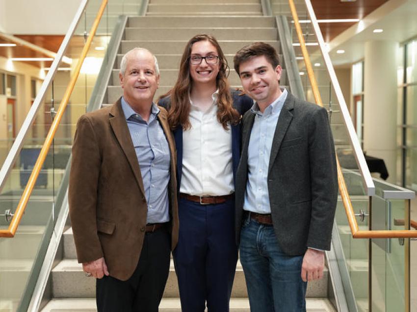 (Left to right:) Professor Jack Groppo, Lucas Bertucci and Zebulon Hart, the co-founders of Verdant Beneficiated Resources