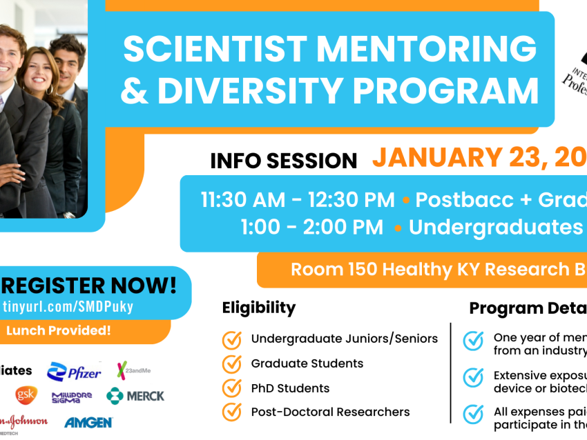 Graphic depicting the scientist mentoring and diversity program with the same information as below.
