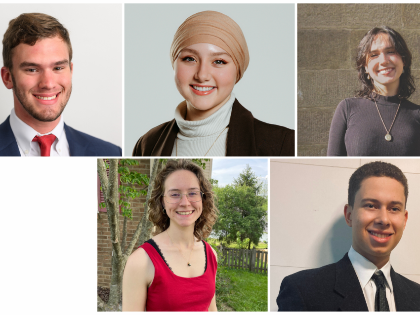 Picture collage of the 5 students selected as 2024 CURE Fellows