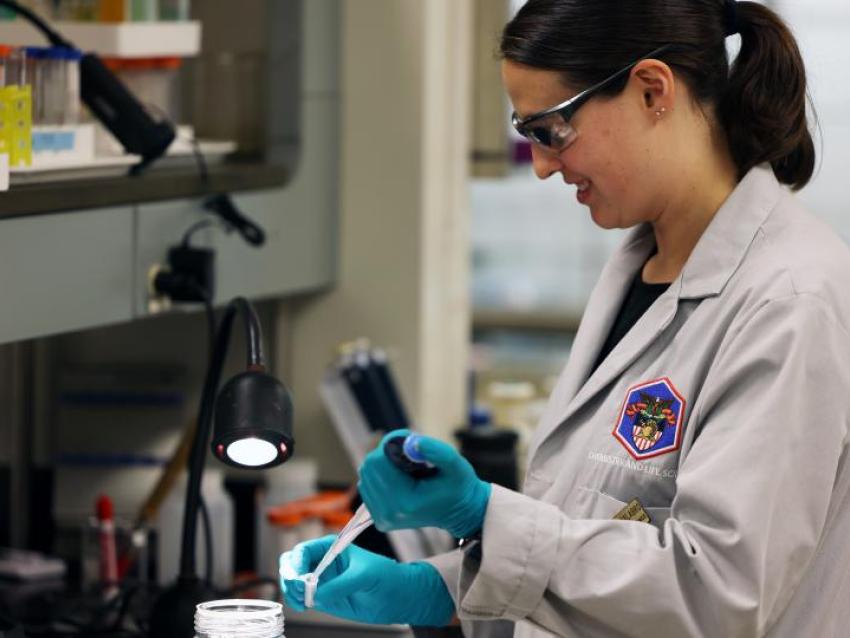 UK alum Rosemary Calabro working in the Multifunctional Materials Lab at West Point
